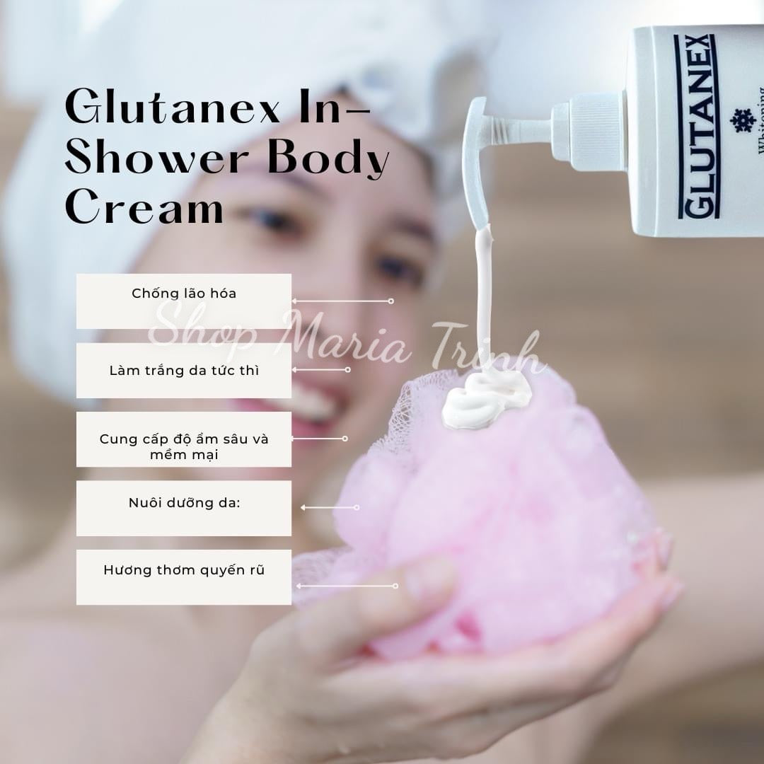 Sữa Tắm Glutanex Whitening In-Shower Body Cream 300mL - Ủ Tắm Trắng Da Body