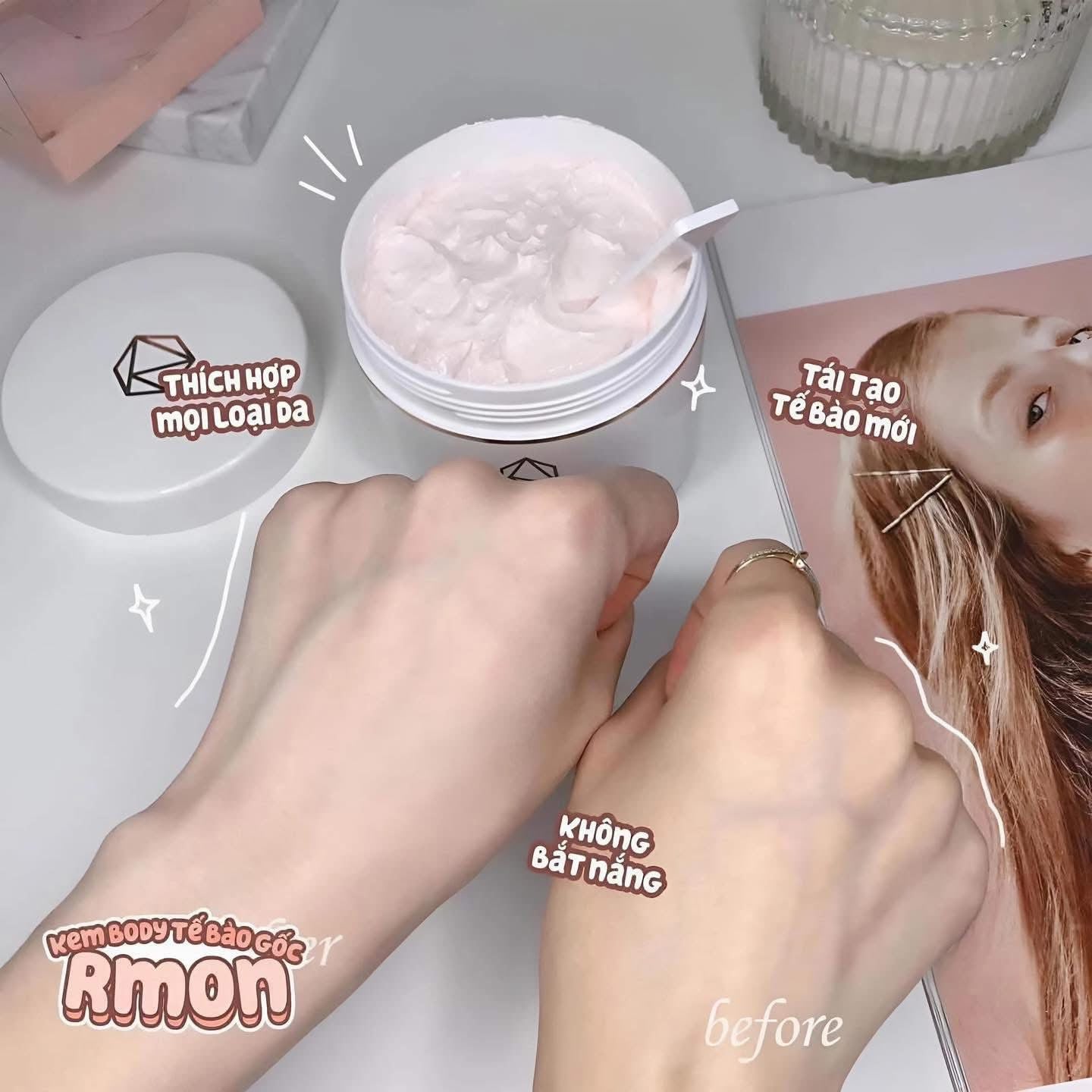 Body cream Rmon tế bào gốc trắng da body