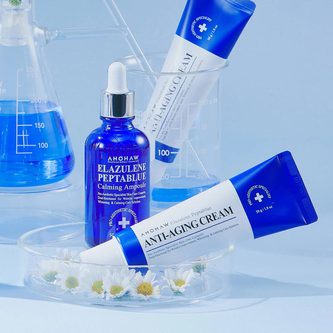Serum Trẻ Hoá Căng Bóng Nâng Cơ Chống Lão Hoá Xóa Nhăn - Elazulene Peptablue Serum AHOHWA