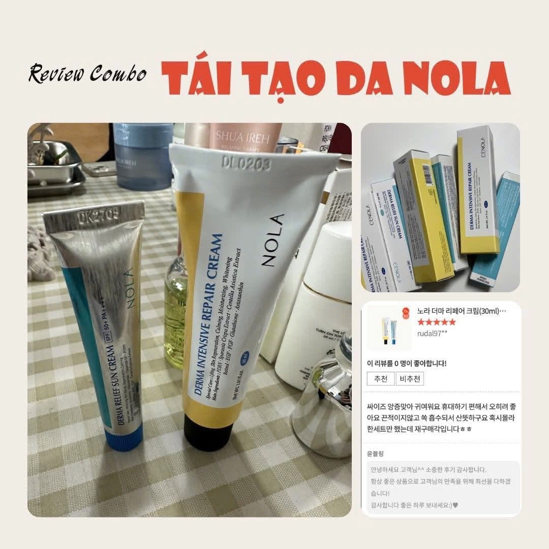 Combo CENOLA cream tái tạo phục hồi + chống nắng cho mọi loại da căng bóng không bắt nắng