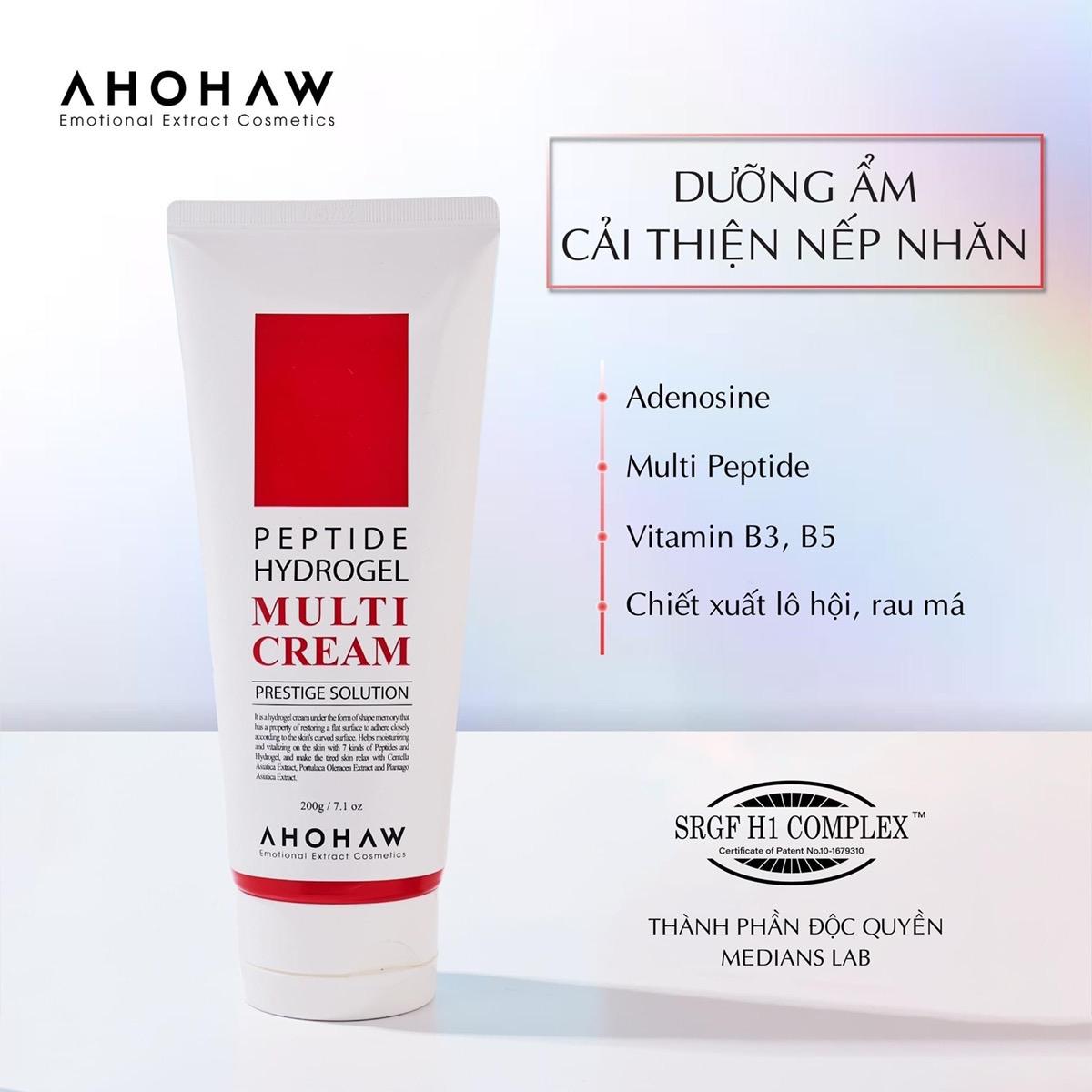 Kem Peptide Căng Bóng Sáng Khỏe Xóa Nhăn AHOHAW Peptide Hydrogel Multi Cream 80g