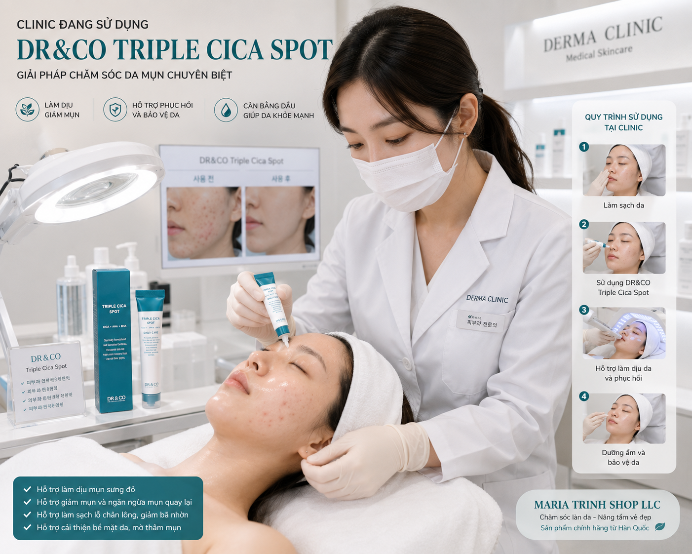 Triple CiCa Spot – Tinh chất chấm mụn mát lạnh- sản phẩm của viện da HQ