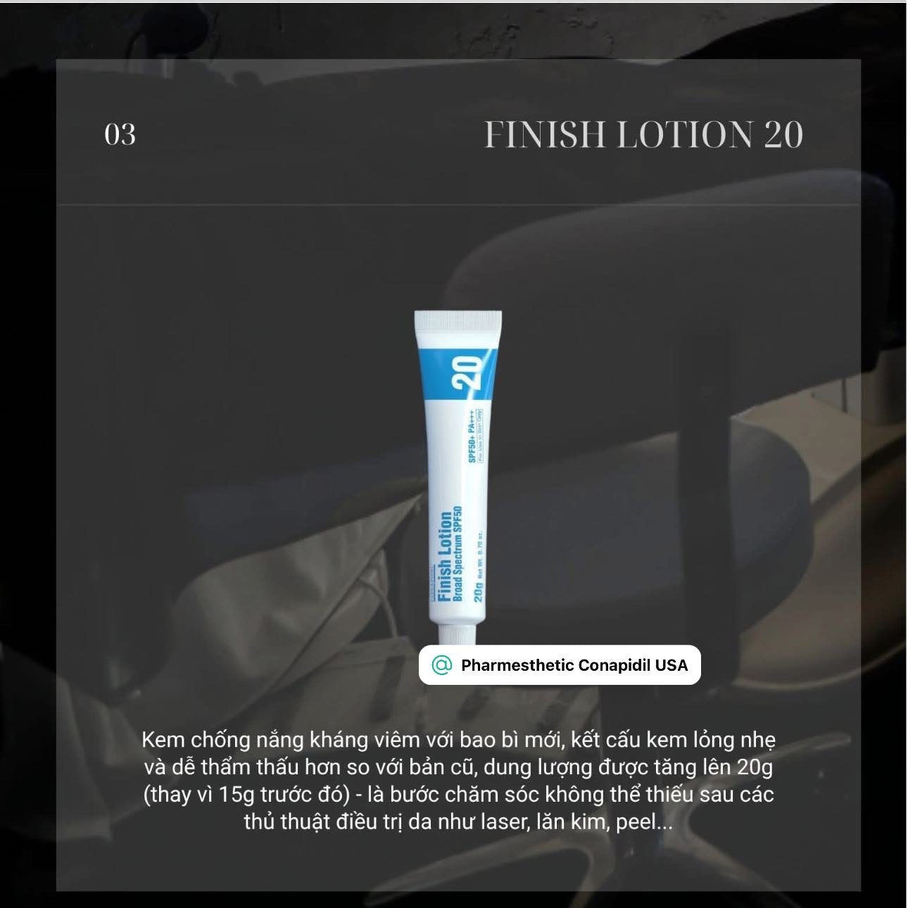 Finish Lotion Broad Spectrum SPF50+ 20gr Kháng tăng sắc tố ngày có chống nắng tránh bắt sáng