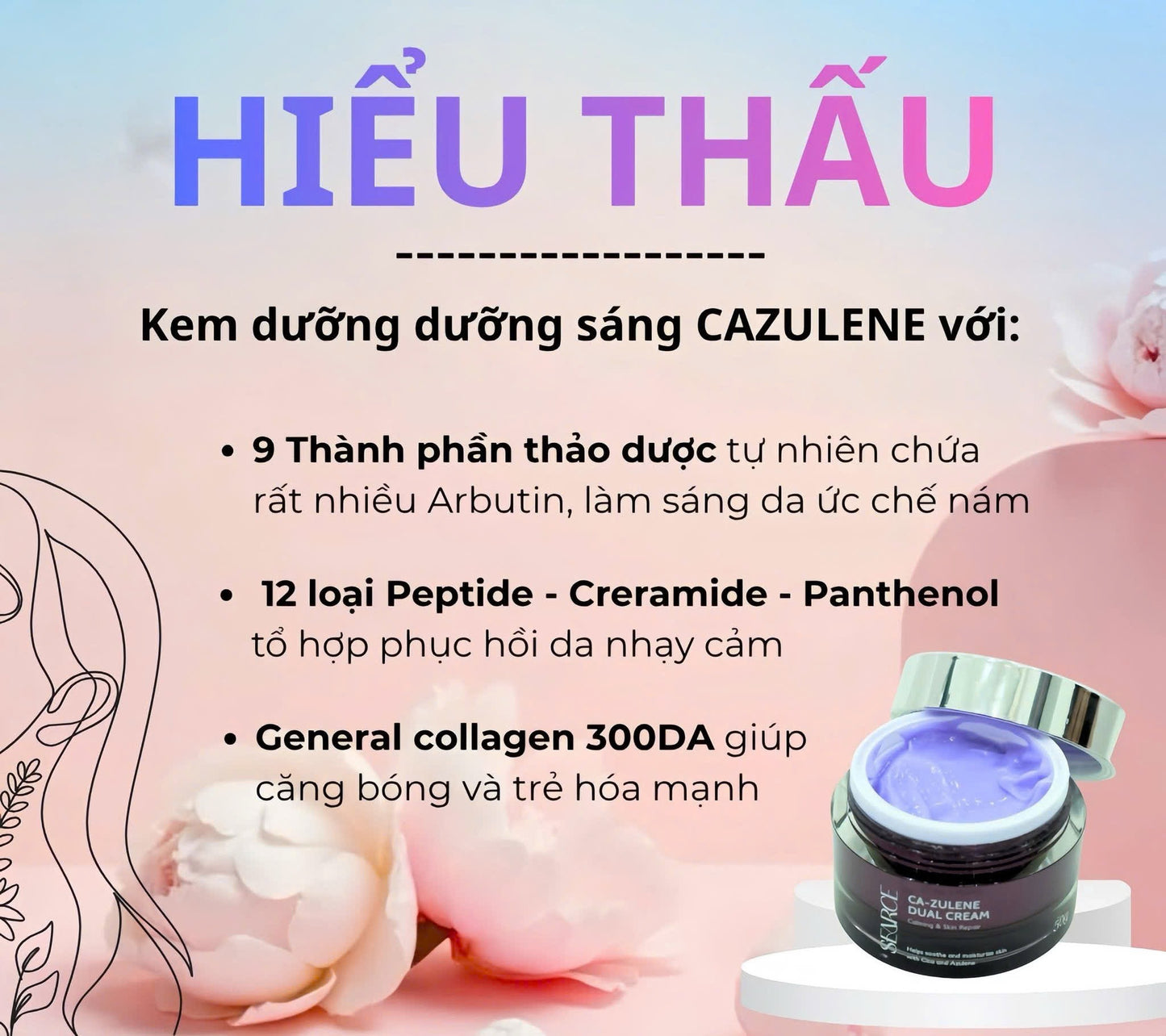Cream Nám trắng da Cazulene SEARCE Korean