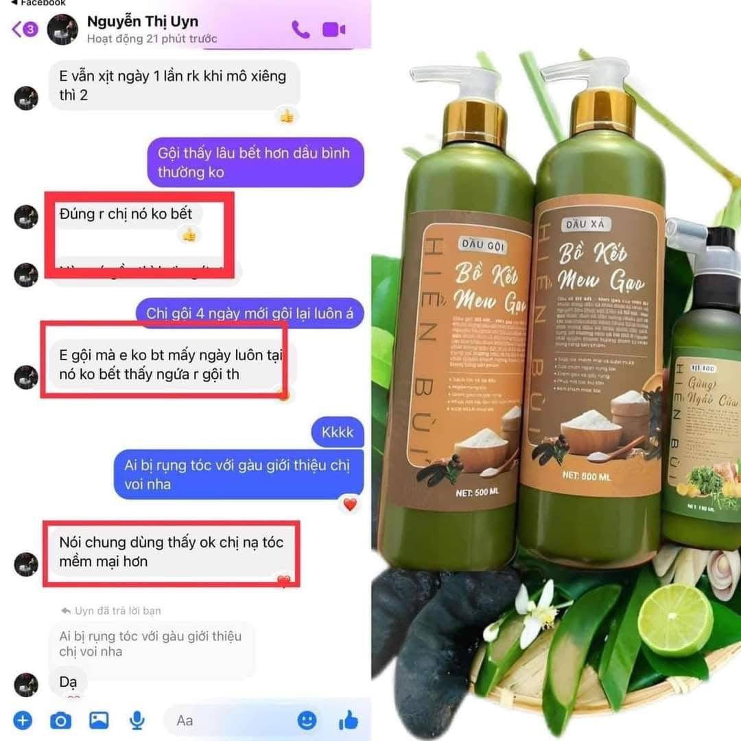 Combo Dầu Gội Bồ Kết Men Gạo shampoo conditioner mist 1100ml