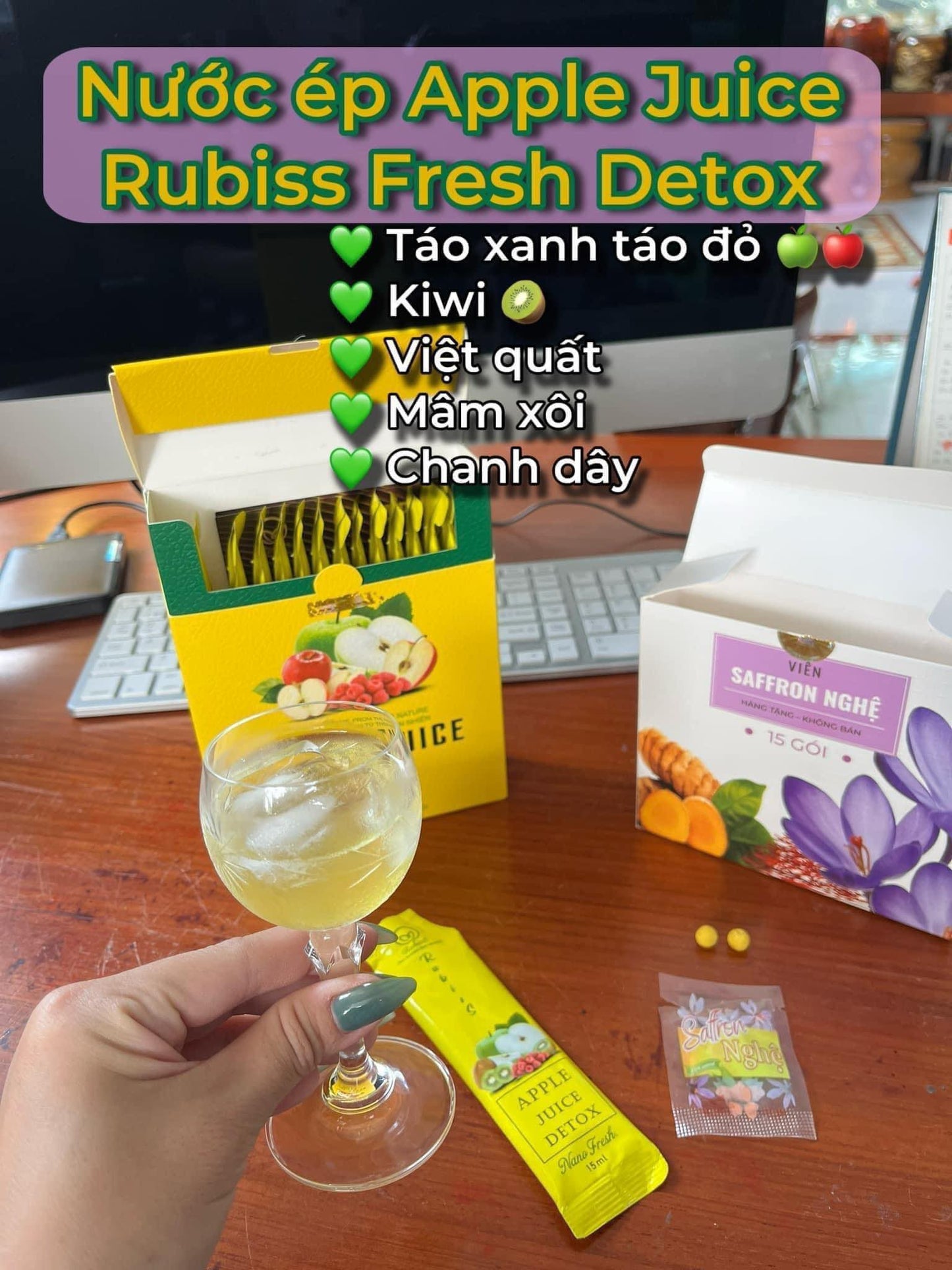 Combo 2 Detox Apple Juice get  4 combo detox kiwi fresh & saffron