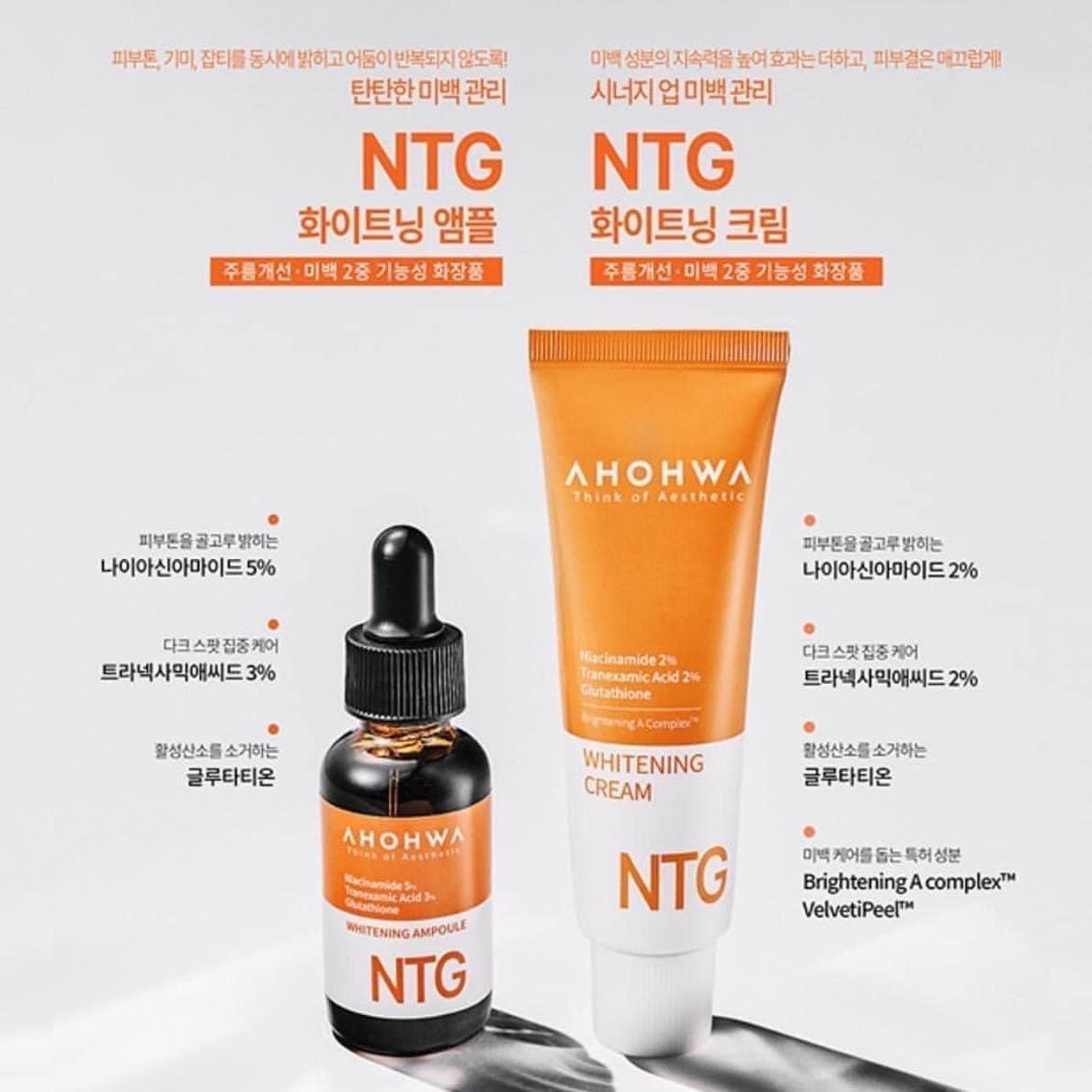 COMBO NTG Whitening Ampoule + Cream Combo Dưỡng Trắng Mờ Nám Tàn Nhang NTG