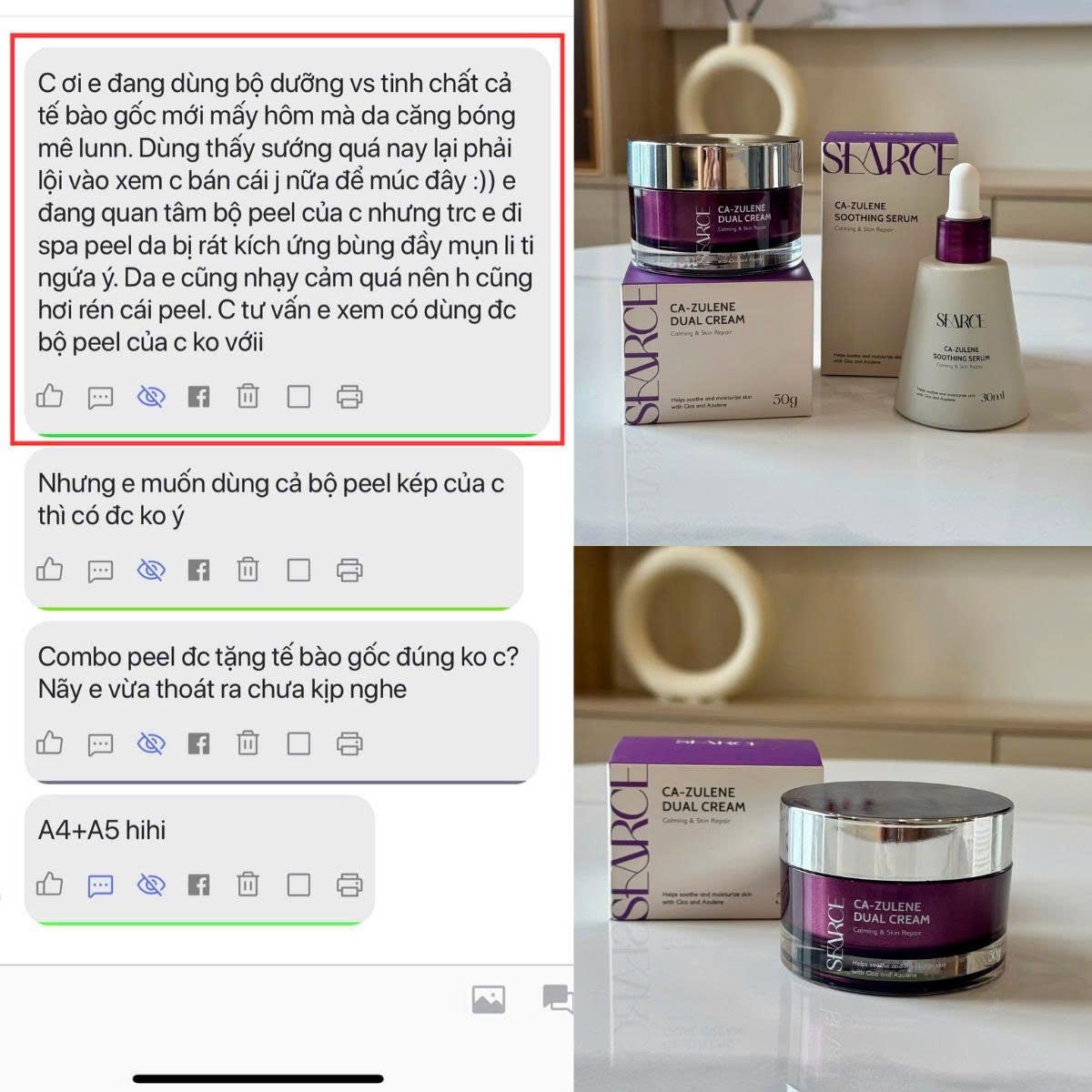 Cream Nám trắng da Cazulene SEARCE Korean