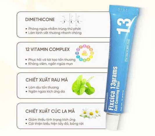 Fixcica 13grams gel chấm mụn thâm vết thương hở tránh sẹo liền da Pharmesthetic