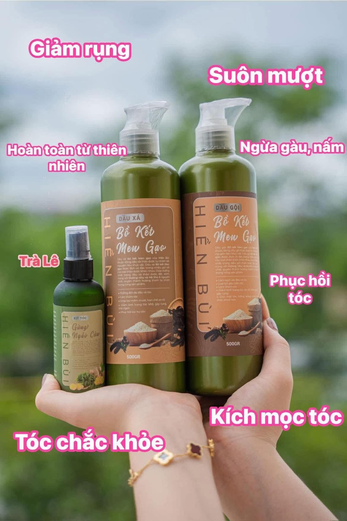 Combo Dầu Gội Bồ Kết Men Gạo shampoo conditioner mist 1100ml