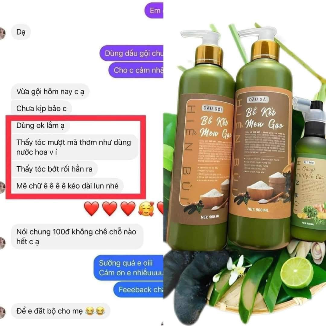Combo Dầu Gội Bồ Kết Men Gạo shampoo conditioner mist 1100ml