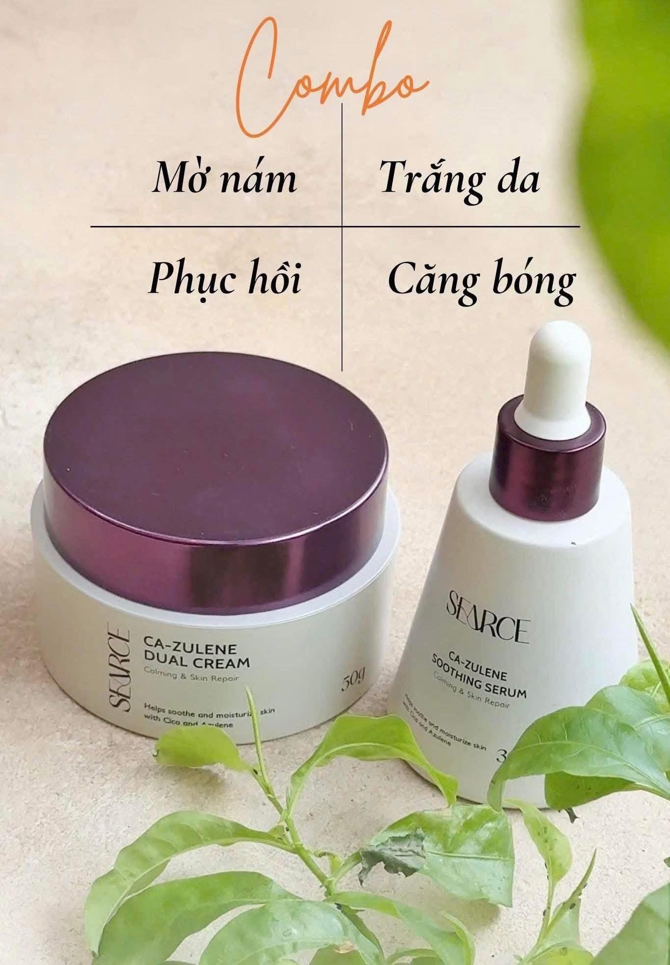 Combo nám trắng da căng bóng Ca- zulene Duel cream Searce