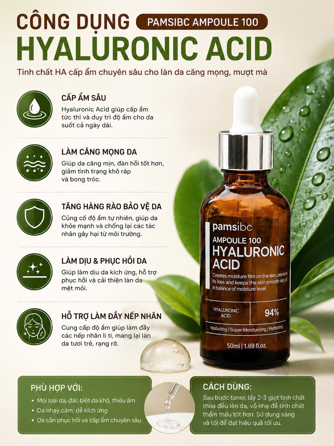 HA 94% for all skin. Đậm đặc nguyên chất chuyên bệnh viện clinics