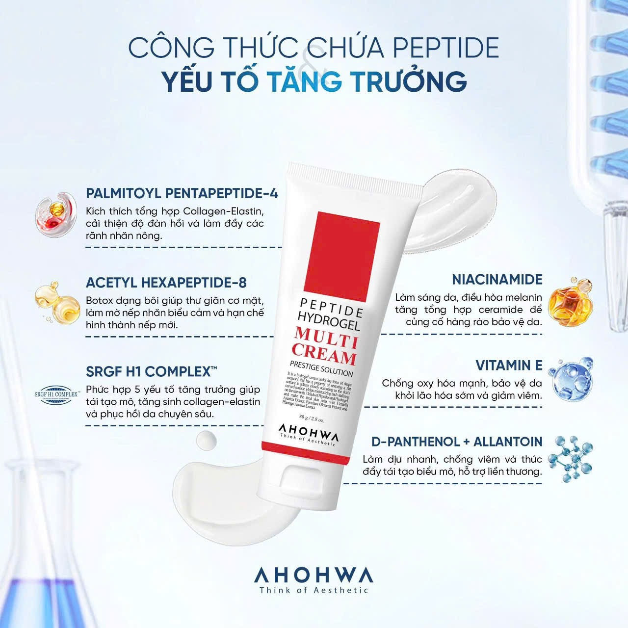 Peptide multi cream Ahohwa tăng sinh collagen 50gr
