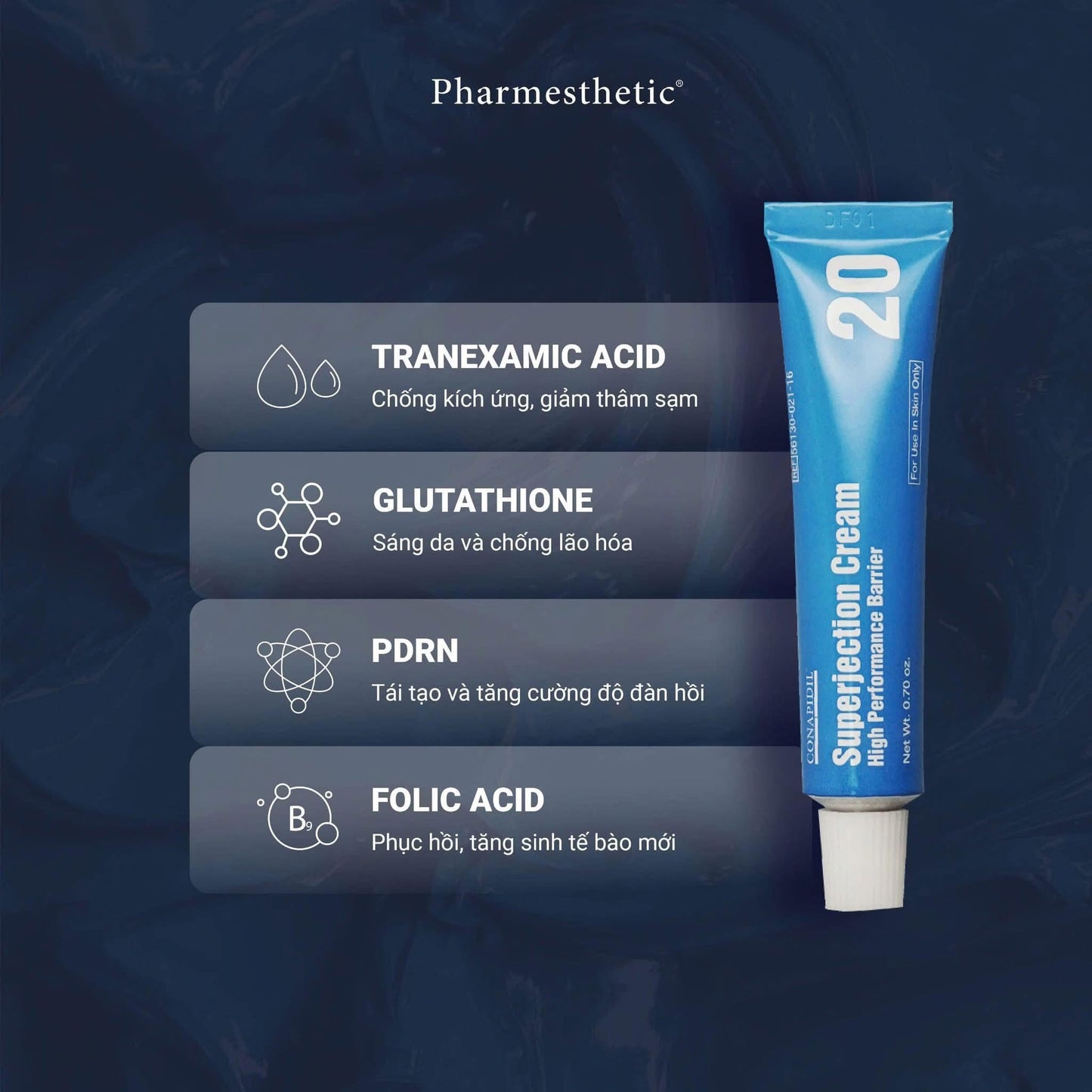 Supperjection cream 20 Pharmesthetic CONAPIDIL Korean Kem kháng tăng sắc tố dưỡng sáng đều màu da