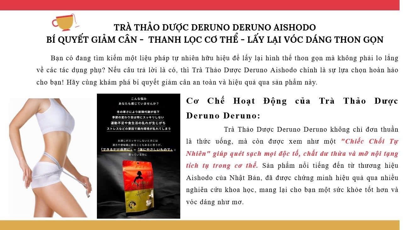 DERUNO DERUNO HERBAL TEA - 1 pack ( 16 bags inside) Trà Thải Độc Ruột- Đốt cháy mỡ dư thừa - Giảm cân không mệt