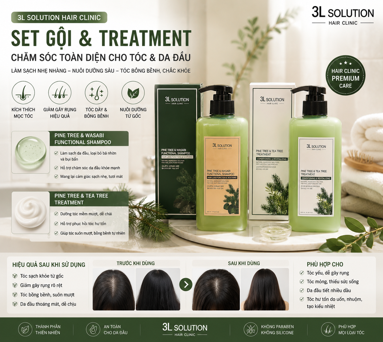 Shampoo conditioner clinic 3L Solution Korean treatment Hair care