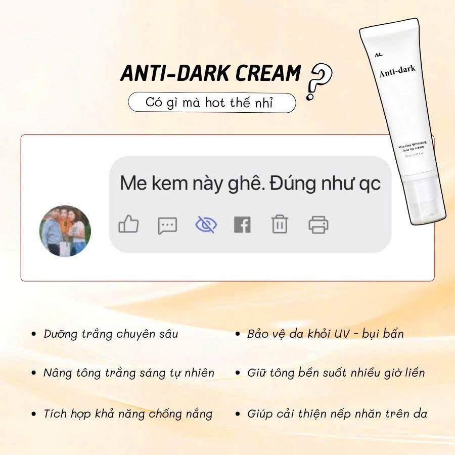 Anti Dark cream spf 30+ kem dưỡng ngày phù hợp mọi da dầu mụn nám sạm thâm - tone đẹp tệp màu da