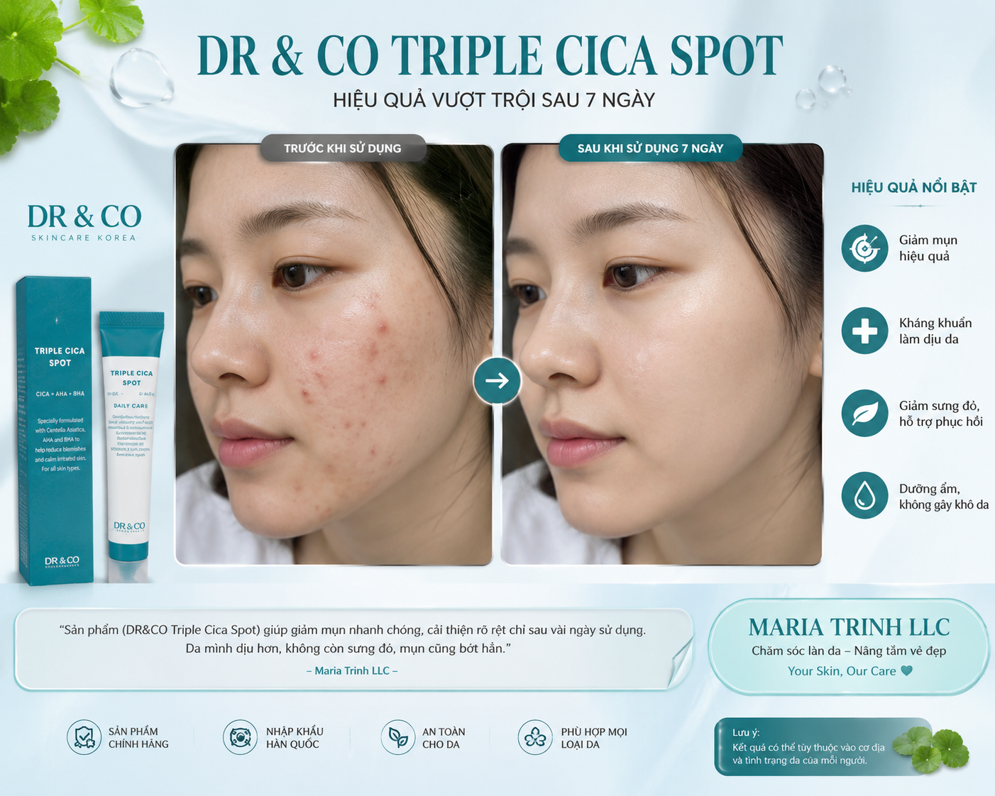 Triple CiCa Spot – Tinh chất chấm mụn mát lạnh- sản phẩm của viện da HQ