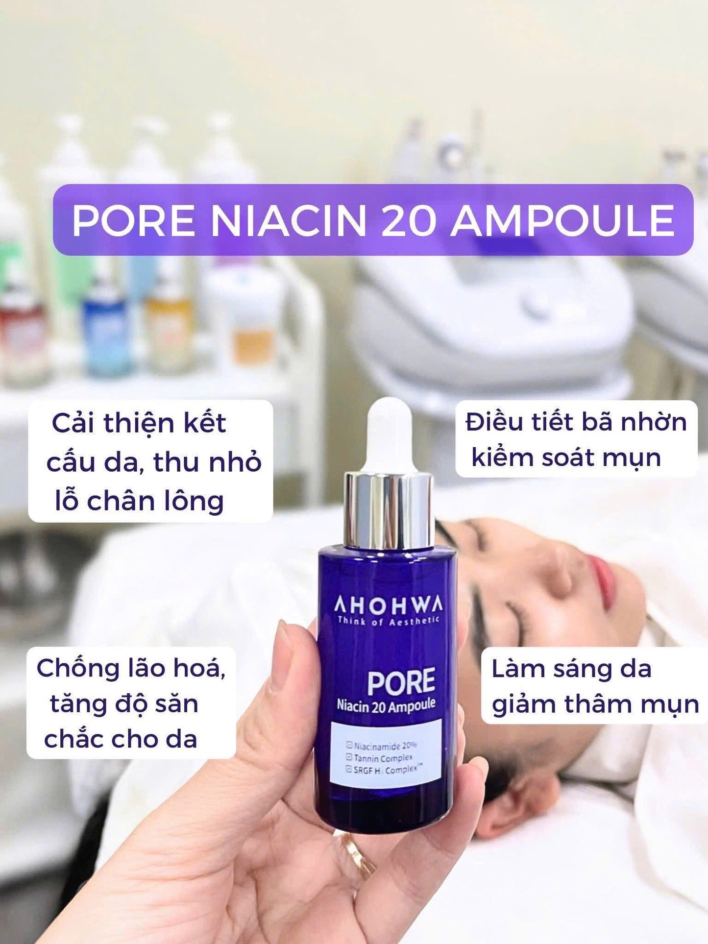 NIACIN AHOHWA 20% - se khít lỗ chân lông, thâm, trắng da, kiềm dầu, phục hồi tốt kết hợp tất cả cream