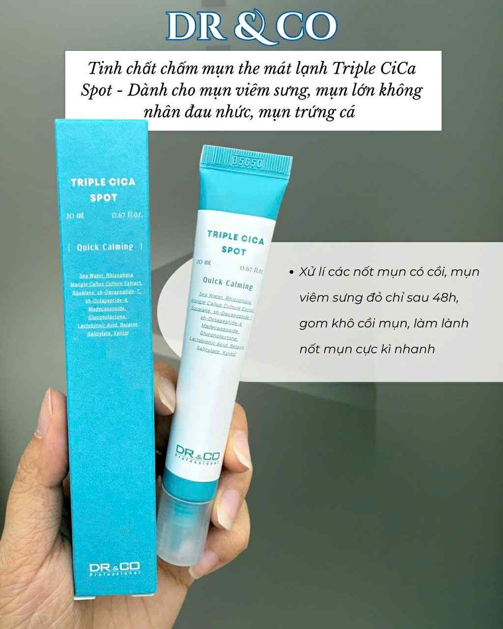 Triple CiCa Spot – Tinh chất chấm mụn mát lạnh- sản phẩm của viện da HQ