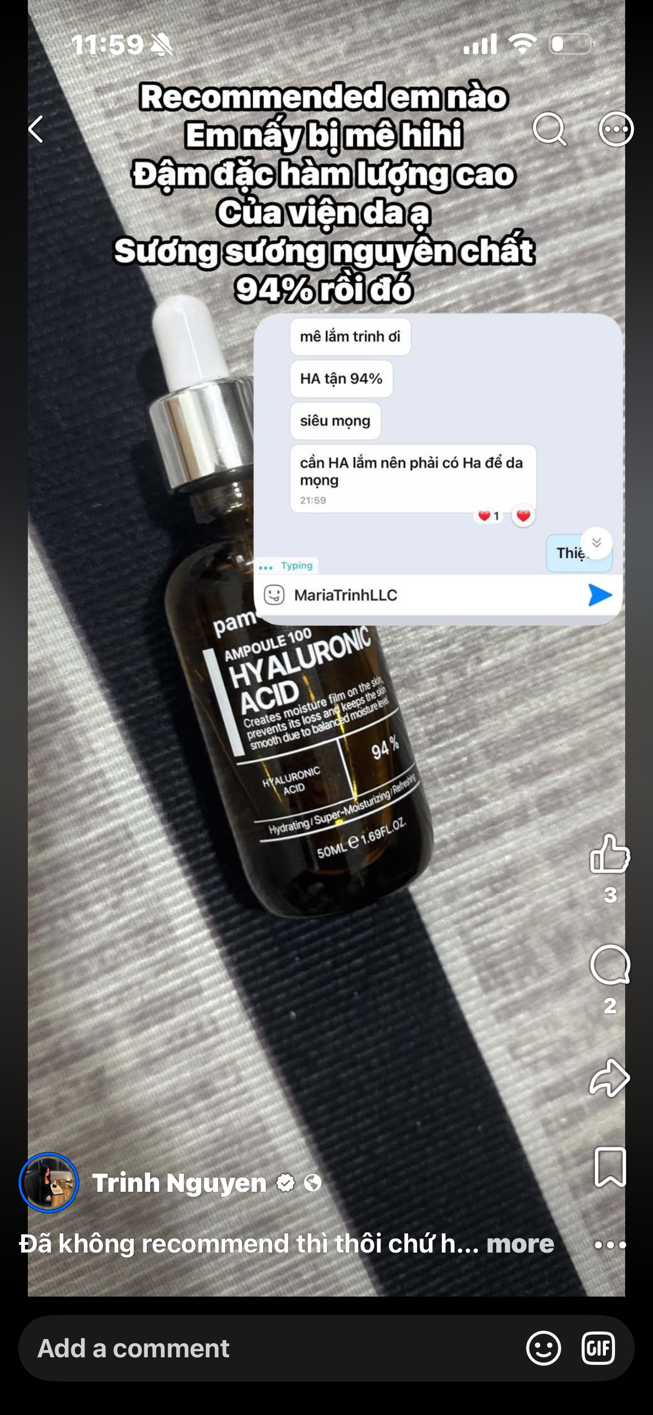 HA 94% for all skin. Đậm đặc nguyên chất chuyên bệnh viện clinics