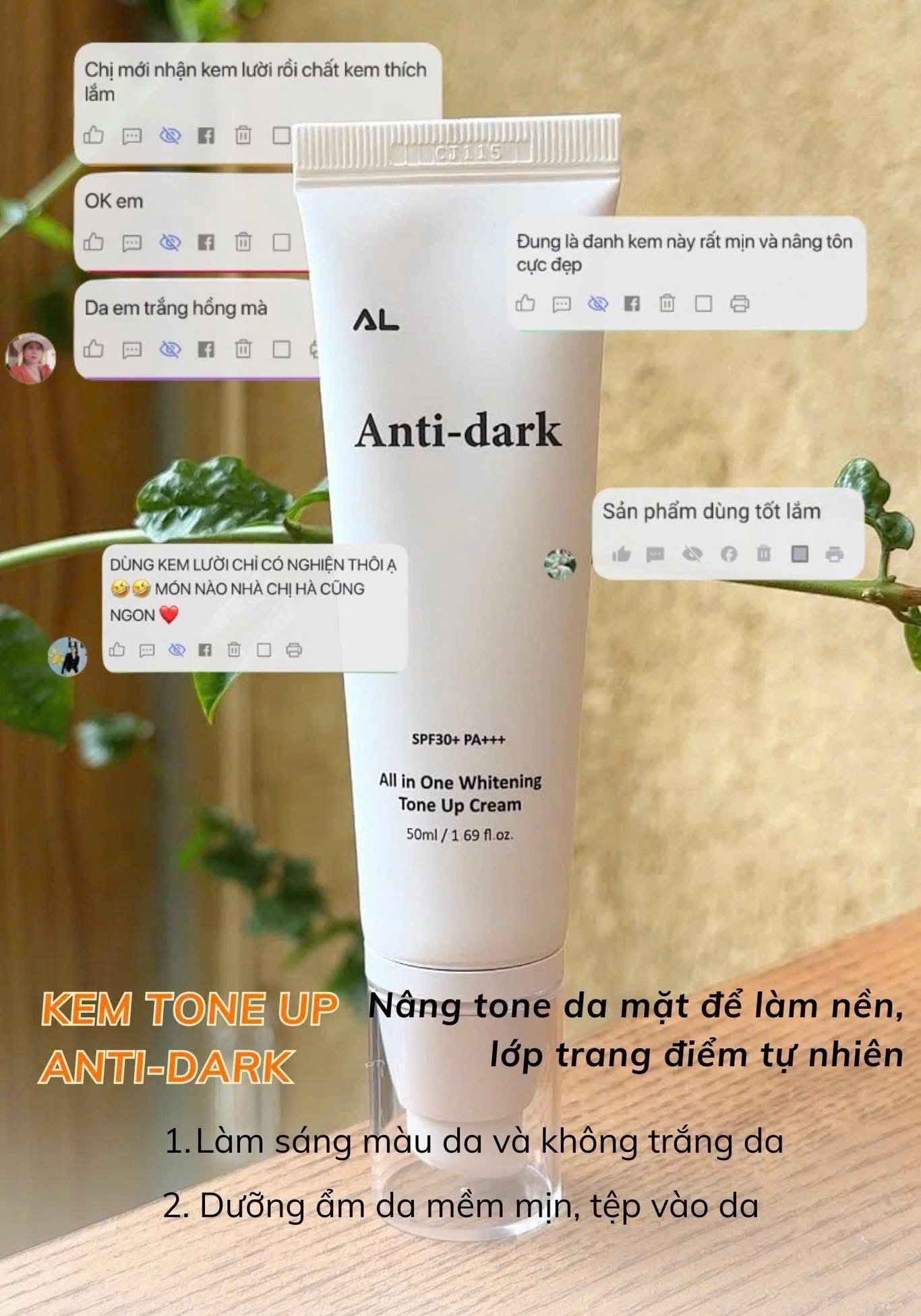 Anti Dark cream spf 30+ kem dưỡng ngày phù hợp mọi da dầu mụn nám sạm thâm - tone đẹp tệp màu da