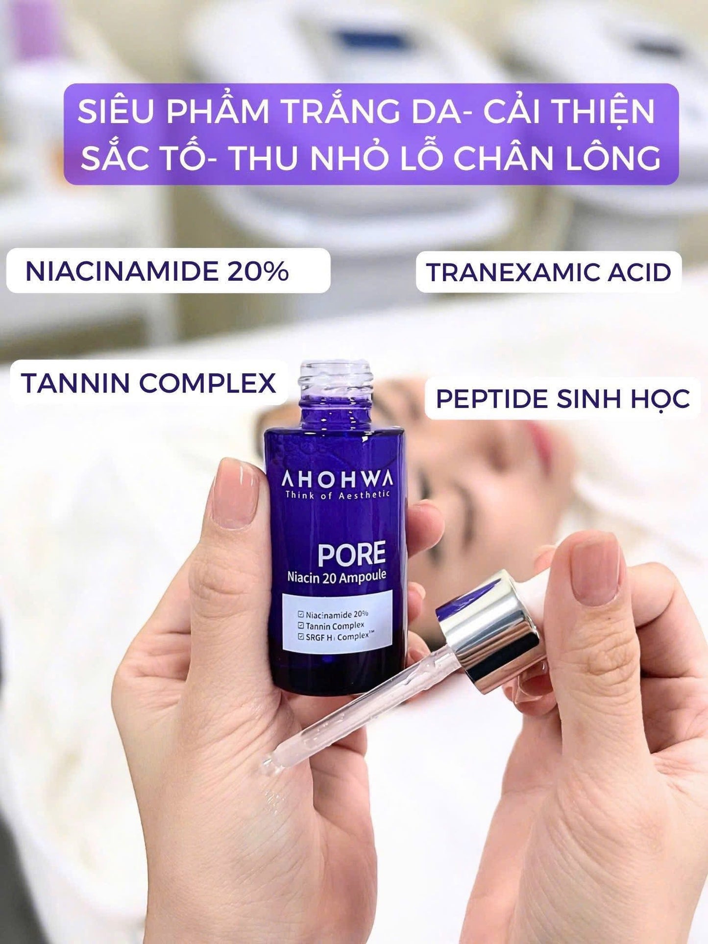 NIACIN AHOHWA 20% - se khít lỗ chân lông, thâm, trắng da, kiềm dầu, phục hồi tốt kết hợp tất cả cream