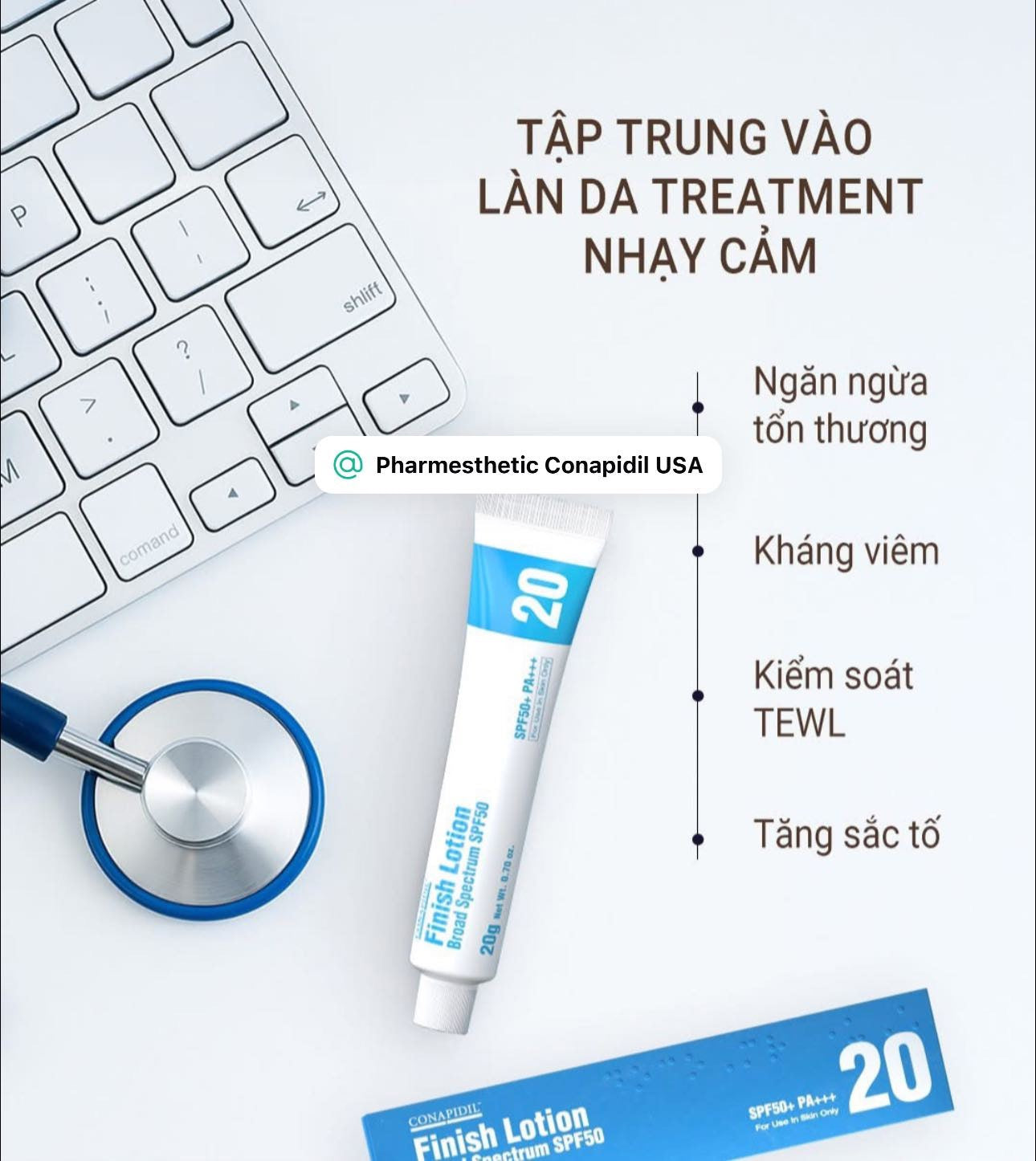 Finish Lotion Broad Spectrum SPF50+ 20gr Kháng tăng sắc tố ngày có chống nắng tránh bắt sáng