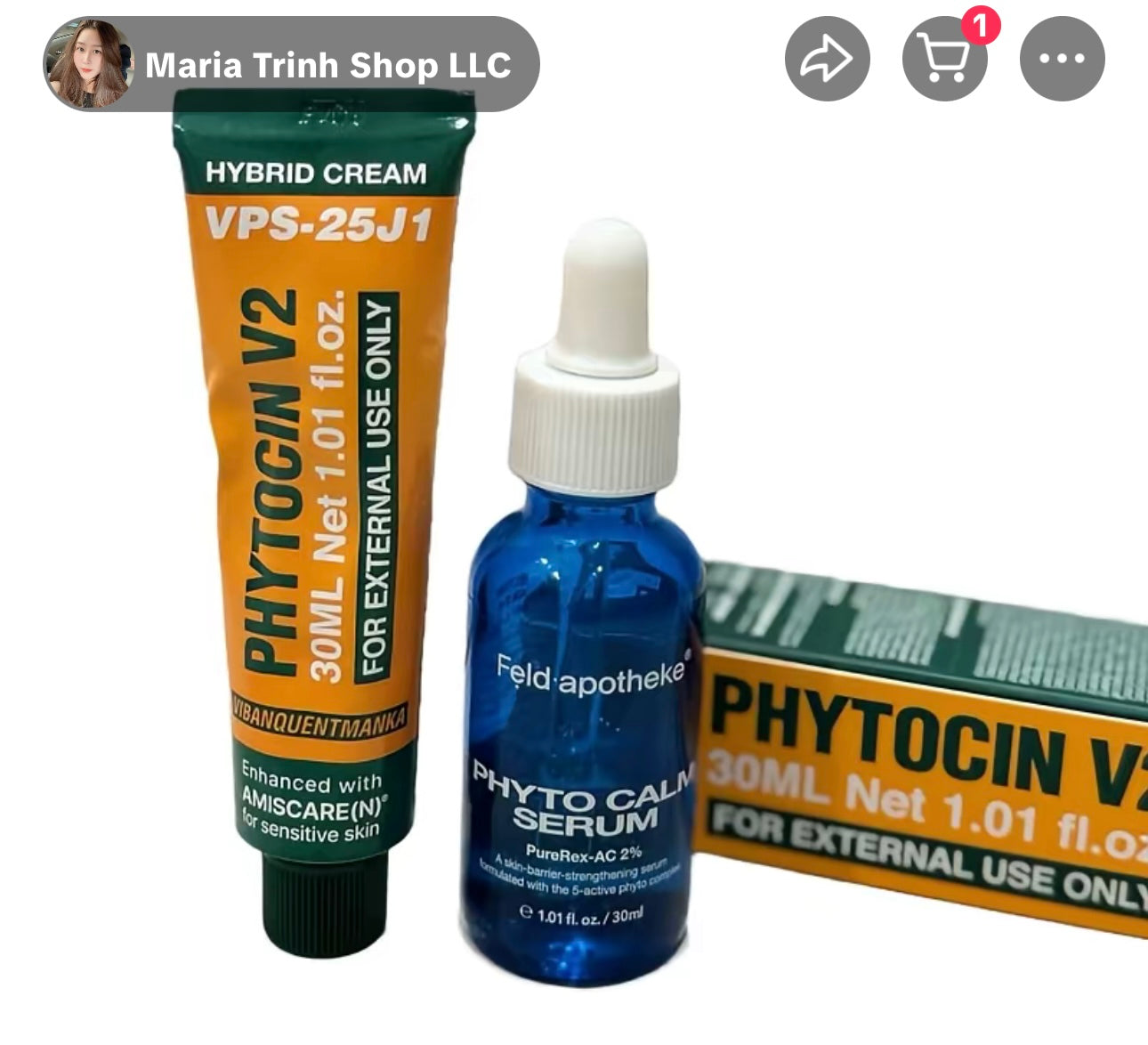 Combo serum - kem mụn thâm ngày ức chế sắc tố sạm da phytocin V2 & phyto calm serum