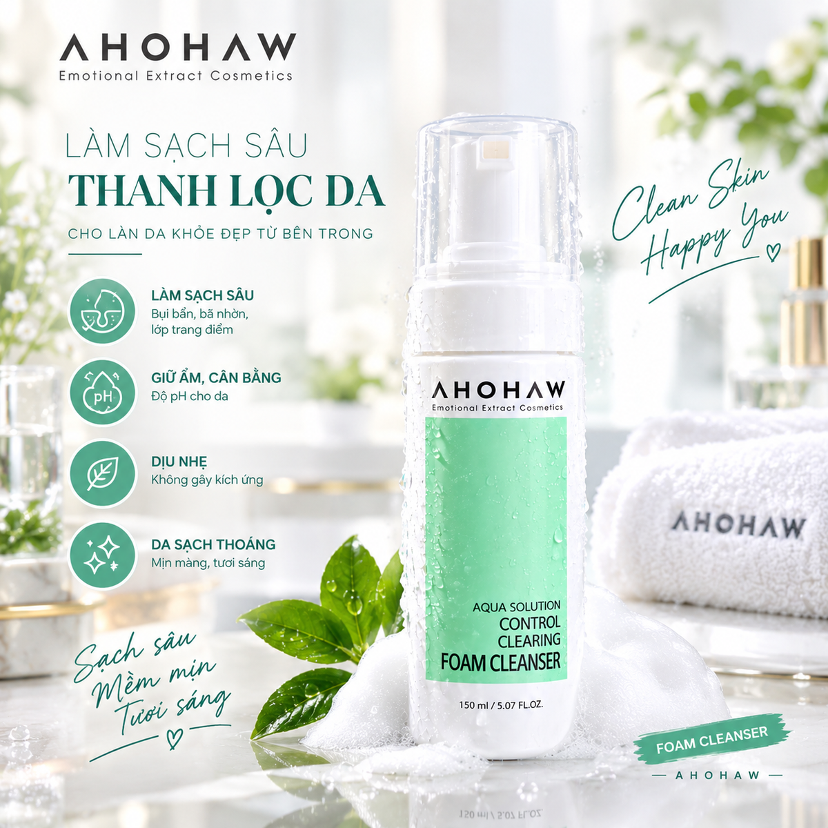 FOAM CLEANSER - Sữa rửa mặt mụn nhạy cảm dầu thừa - Không kích ứng