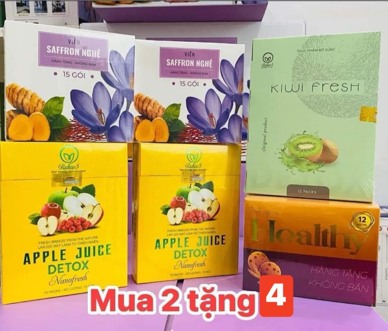 Combo 2 Detox Apple Juice get  4 combo detox kiwi fresh & saffron