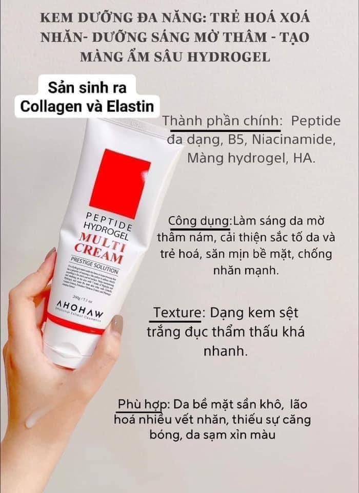 Kem Peptide Căng Bóng Sáng Khỏe Xóa Nhăn AHOHAW Peptide Hydrogel Multi Cream 80g