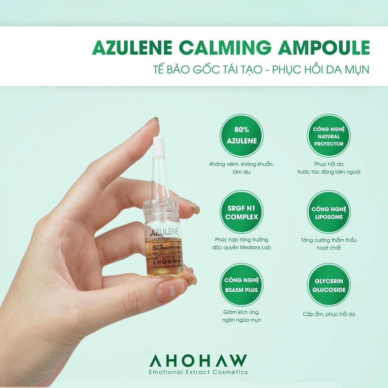 Tinh Chất Phục Hồi Giảm Đỏ Thâm Mụn Se Khít Lỗ Chân Lông - Azulene Calming Ampoule AHOHWA ( Full Box - 8 Bottles x 5ml Each )