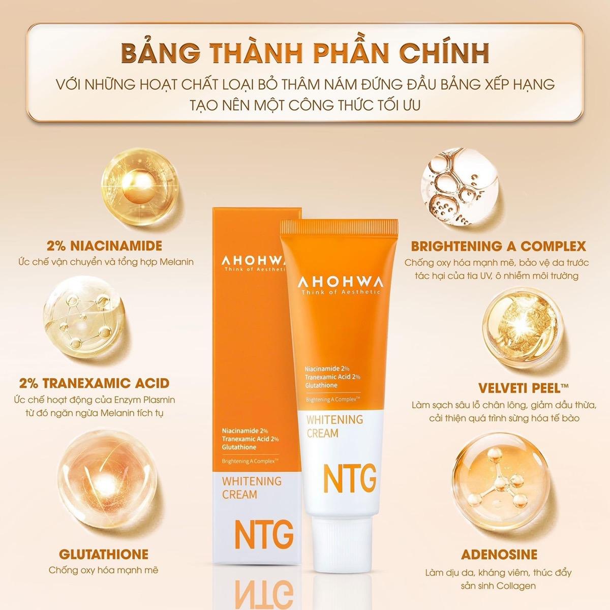 Kem Trắng Da Trị Nám Sắc Tố NTG Whitening Cream AHOHWA