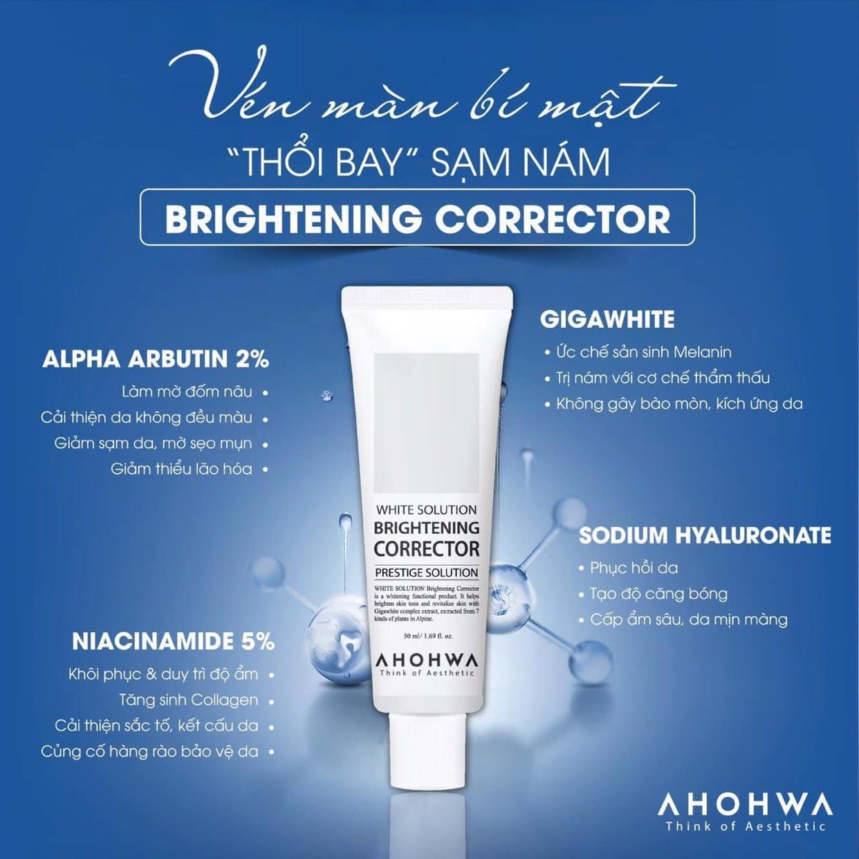 Kem Điều Trị Sắc Tố Da Mờ Nám Sạm Tàn Nhang - Brightening Corrector Ahohwa